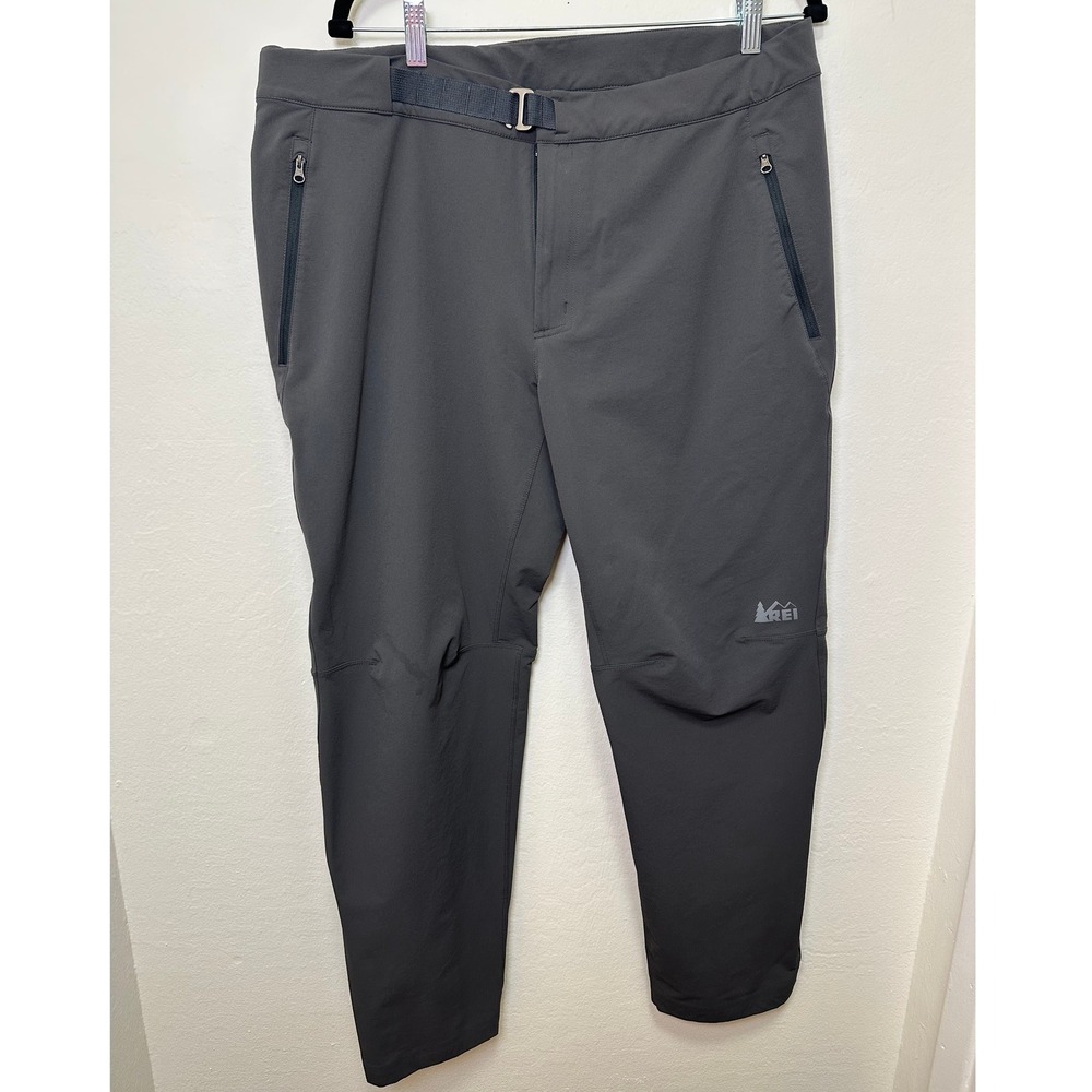 REI Men's Gray Outdoor Hiking Pants Size 38W X 30L Zip Pockets Belt Loops - Picture 2 of 10